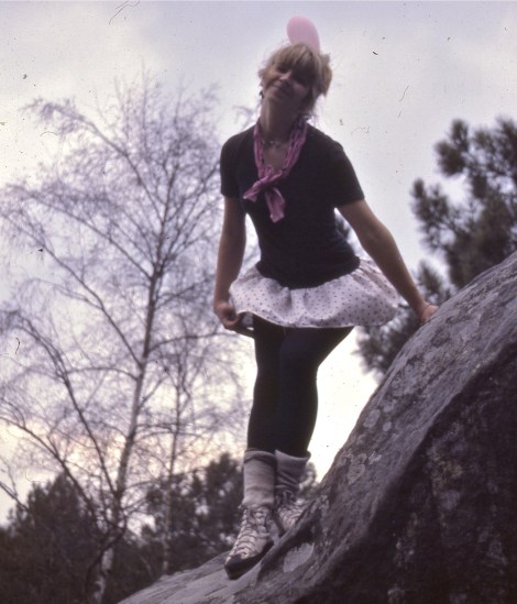 the oh so 1983 attire for bouldering at Fontainebleau